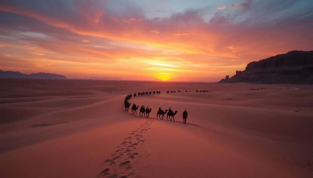 Camel caravan routes Dubai