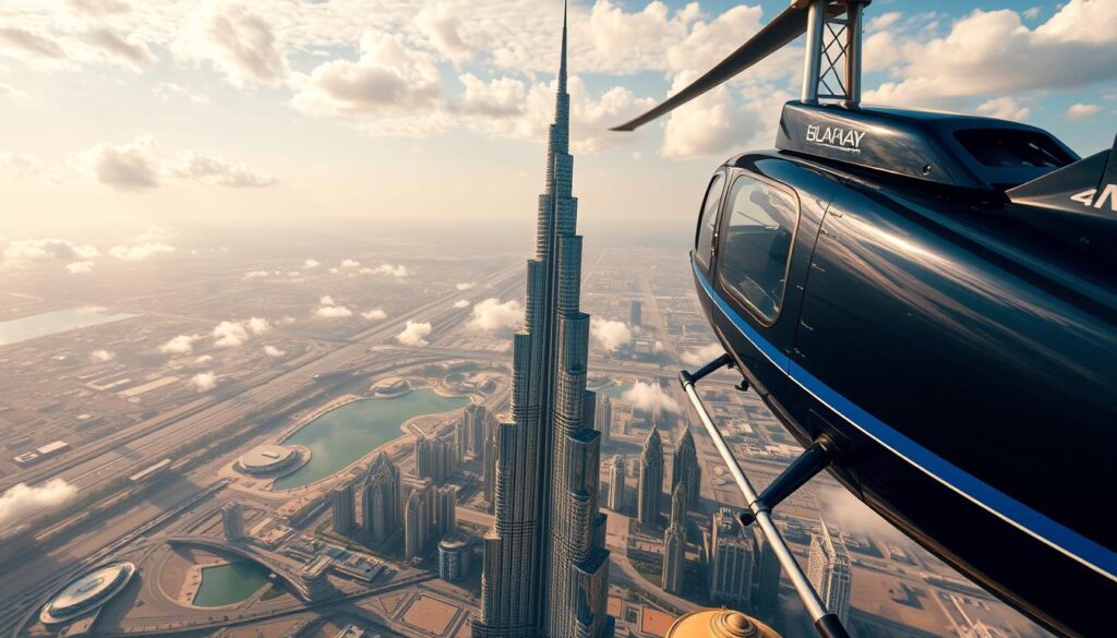 Fly over Burj Khalifa helicopter