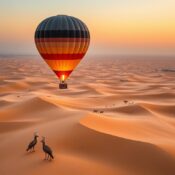 adventure balloon rides Dubai, wildlife safari Dubai, desert animals aerial view