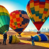 hot air balloon preparation process, adventure balloon setup Dubai