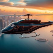 luxury helicopter sunset Dubai