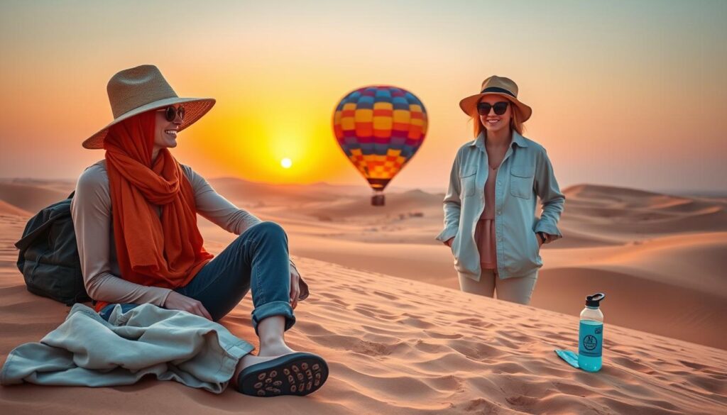 practical balloon ride clothing, what to wear hot air balloon Dubai