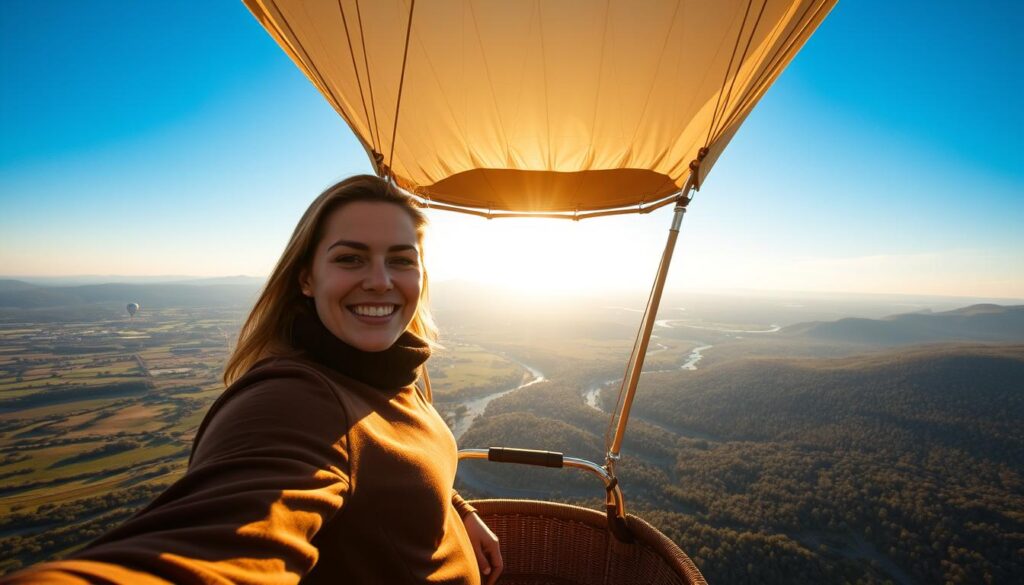 Do you sit or stand in a hot air balloon?