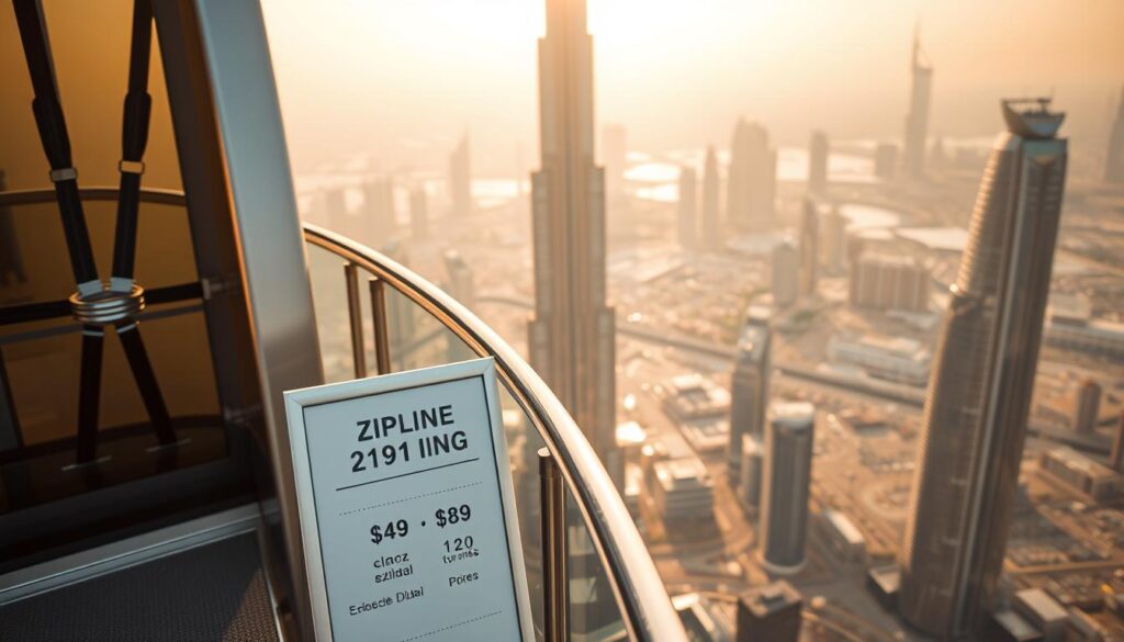 How much does it cost to zipline in Dubai?